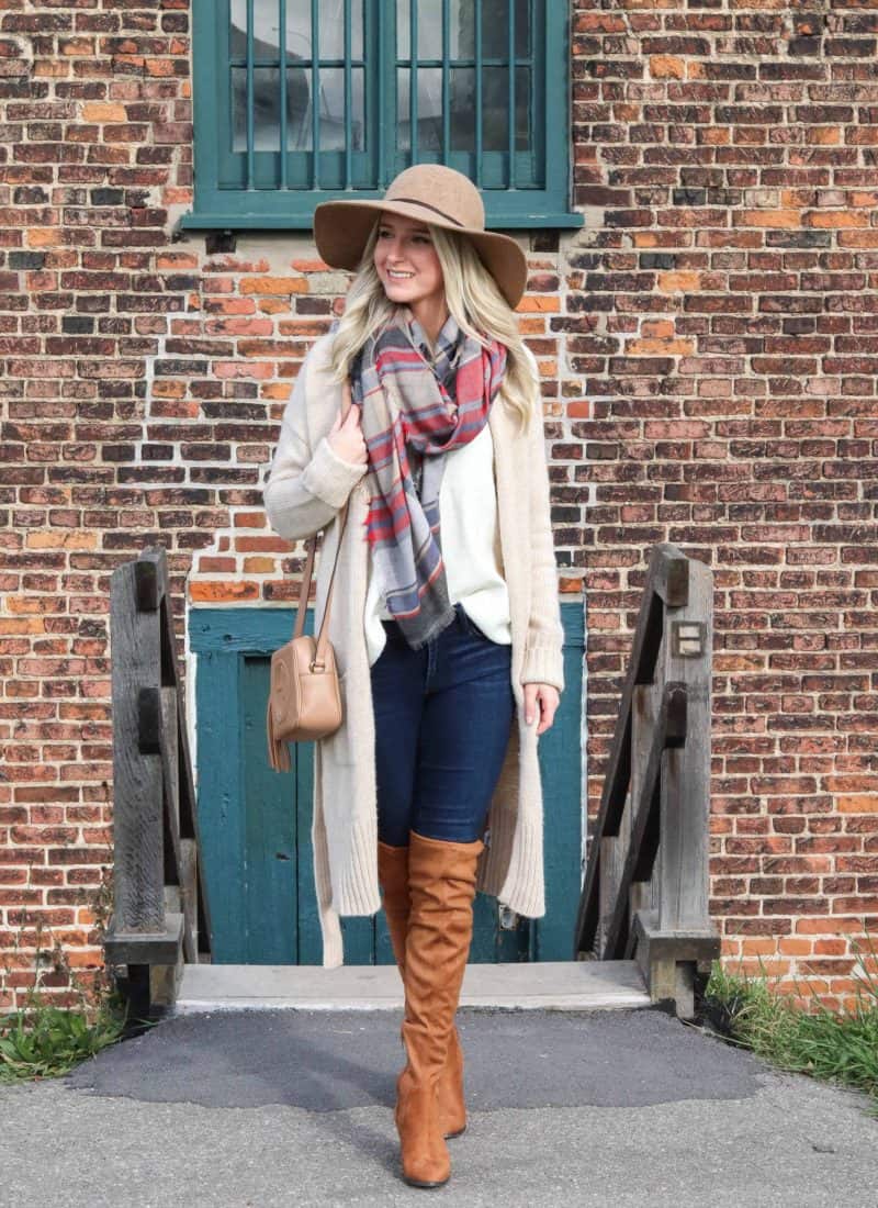 autumn cardigan with felt hat
