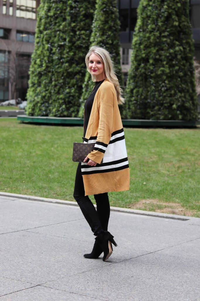 Yellow Striped Knitted Cardigan 