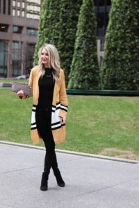 Yellow Striped Knitted Cardigan