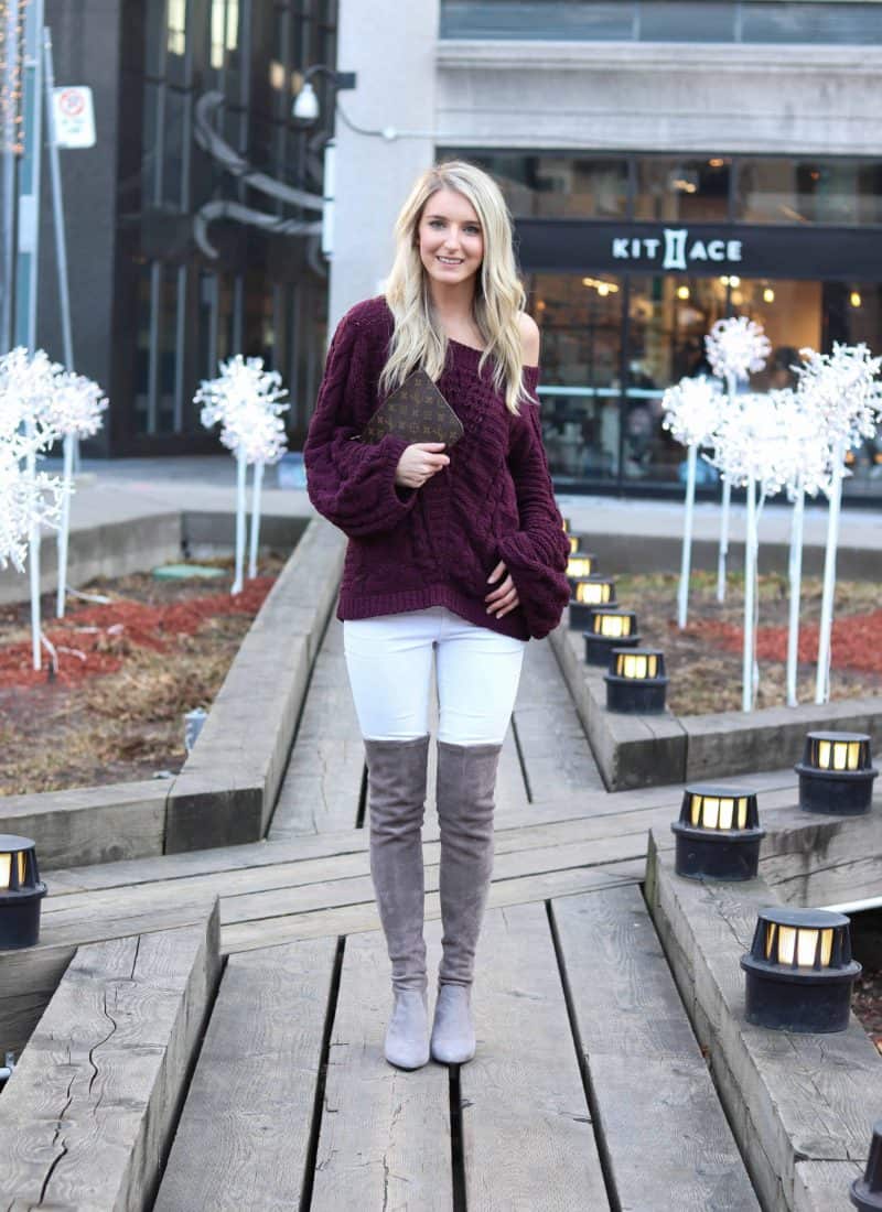 Express maroon Off the shoulder sweater