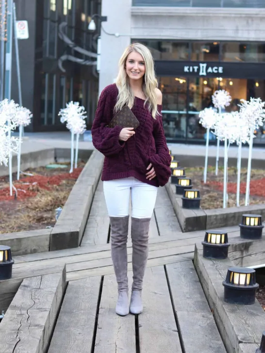 Express maroon Off the shoulder sweater
