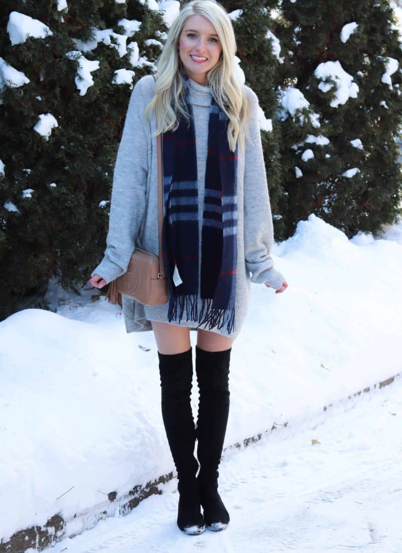 Cozy Tunic Dress featuring Burberry Scarf