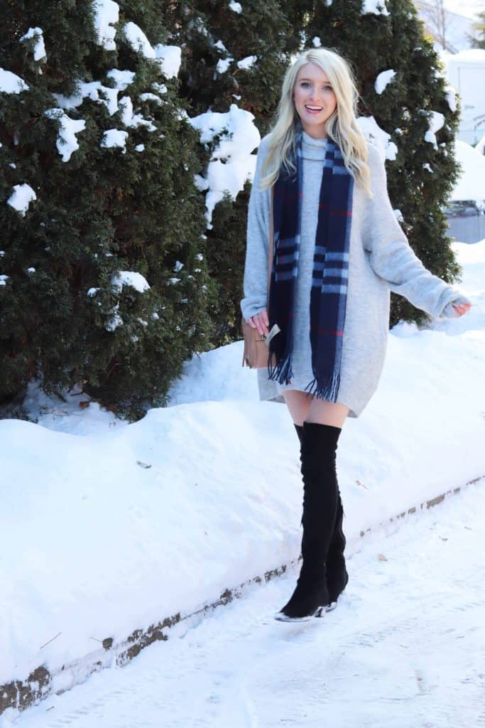 Cozy Tunic Dress featuring Burberry Scarf