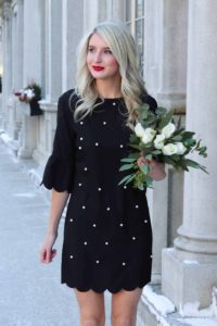 Pearl Embellishment dress with Scallop trim