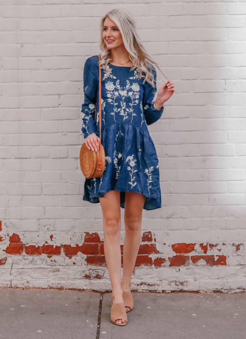 Chambray Embroidered Dress