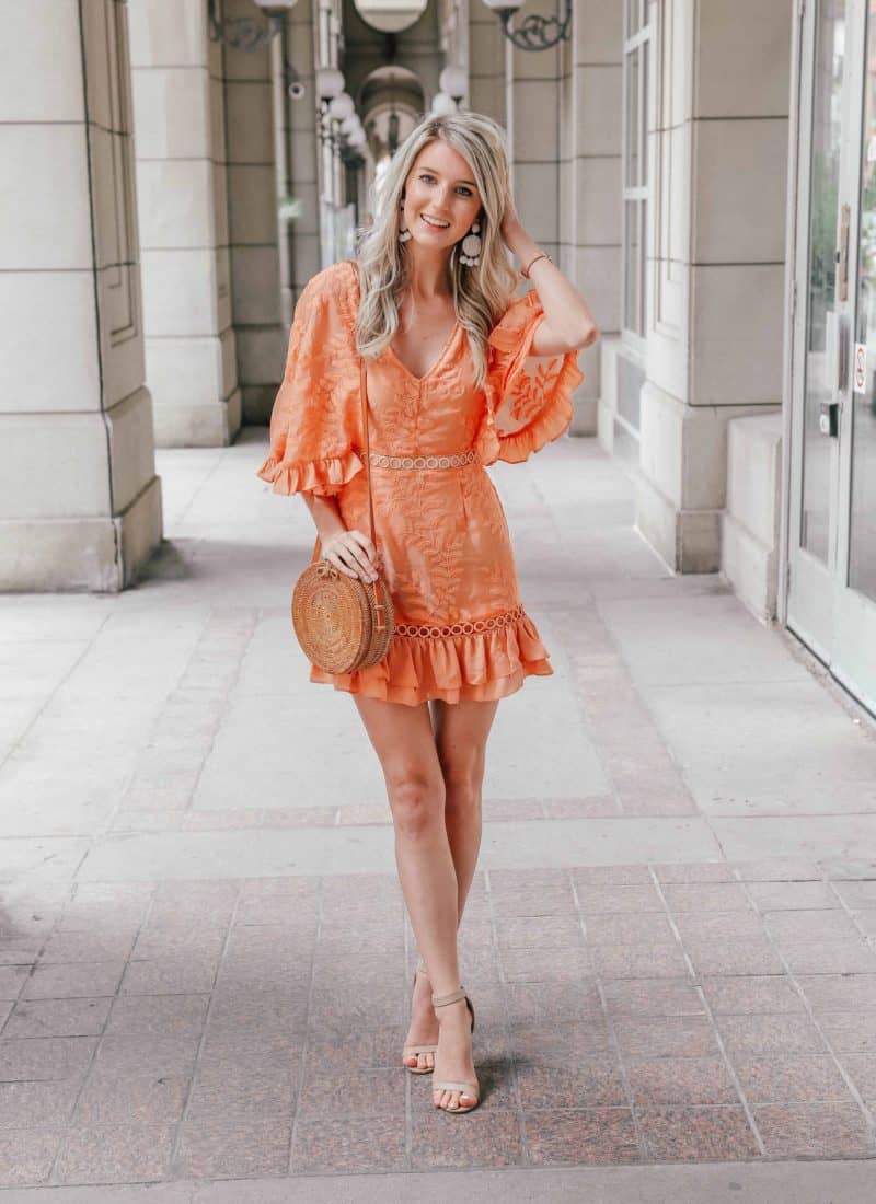 Coral Orange Summer Ruffle Dress