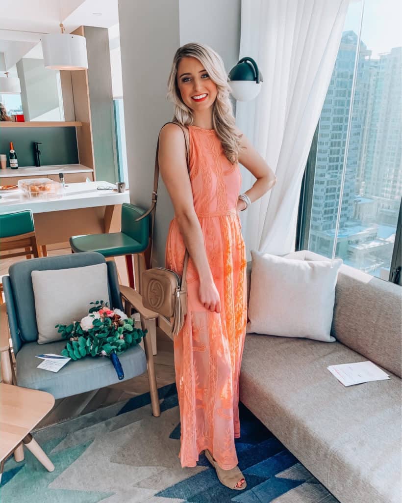 wedding guest dress, spring wedding guest dress, wedding guest outfit, wedding guest dress spring, maxi dress, maxi lace dress, lace dress, coral dress, maxi lace dress outfit