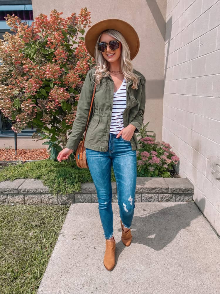 fall outfit, fall outfits, cute fall outfits, fall outfit 2020, casual fall outfits, green utility jacket outfit, green utility jacket, trendy fall outfit, old navy outfits, fall fashion, fall fashion 2020, fall fashion trends, Prada & Pearls