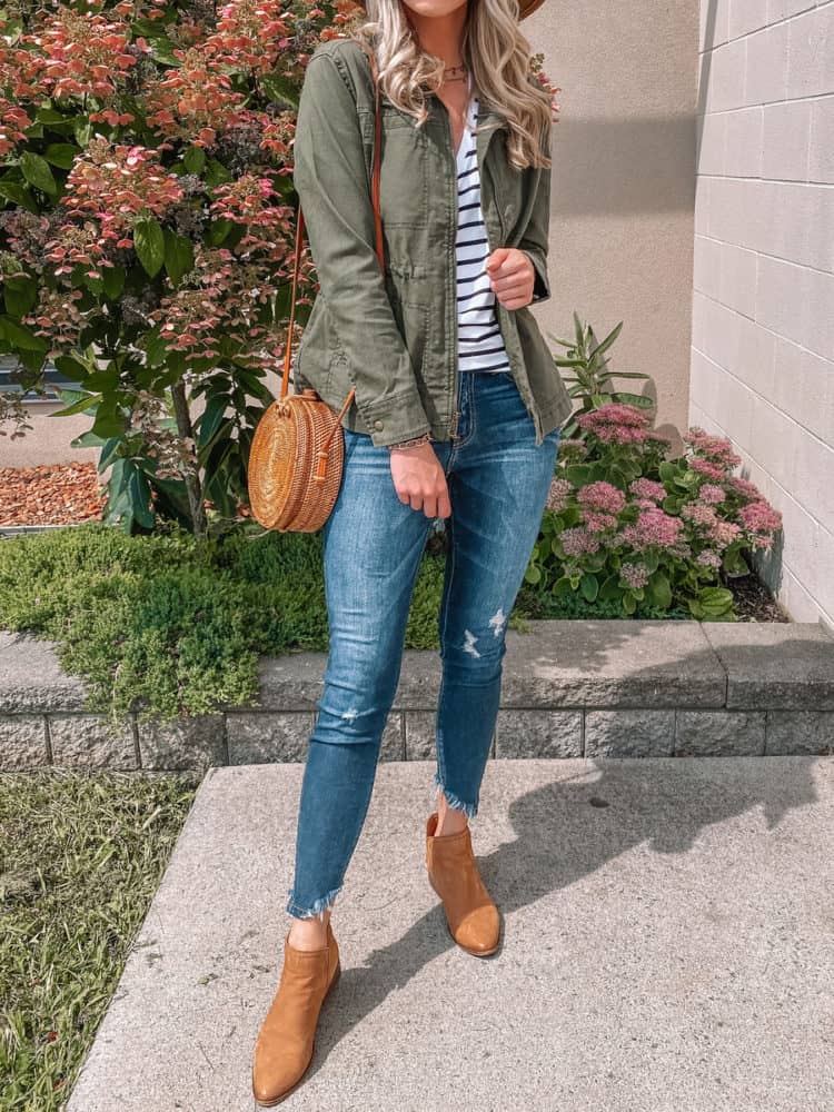 fall outfit, fall outfits, cute fall outfits, fall outfit 2020, casual fall outfits, green utility jacket outfit, green utility jacket, trendy fall outfit, old navy outfits, fall fashion, fall fashion 2020, fall fashion trends, Prada & Pearls