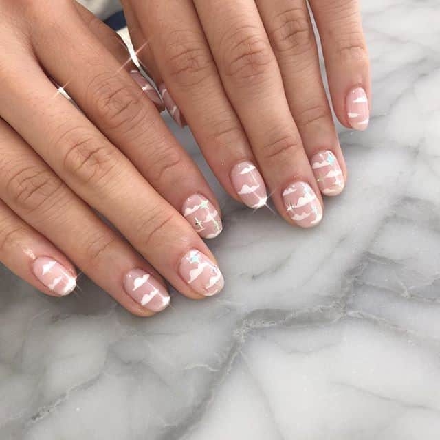 spring nail art, spring nails, spring nail designs, spring nail ideas, spring nail colors, cloud nails, cloud nail art, white cloud nails, white nails, white nail art