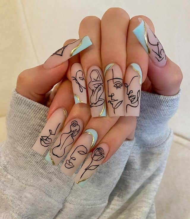 spring nail art, spring nails, spring nail designs, spring nail ideas, spring nail colors, abstract nail art, abstract nails, line nail art 