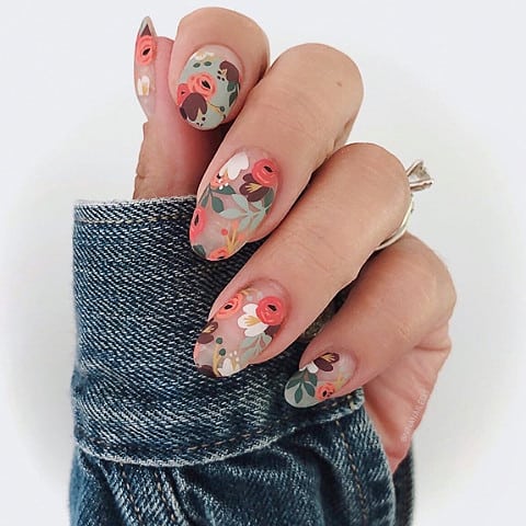 spring nail art, spring nails, spring nail designs, spring nail ideas, spring nail colors, floral nail designs, floral nail art, floral nails, almond nails, almond nail art