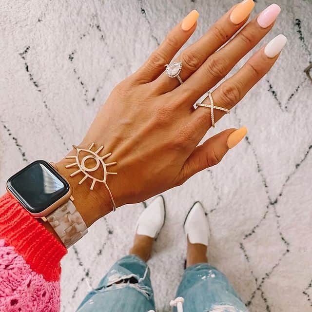 spring nail art, spring nails, spring nail designs, spring nail ideas, spring nail colors, pastel nails, orange nails, ombre nails, almond nails