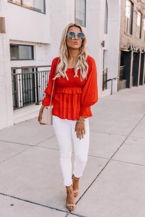 valentines day, Valentine's Day outfits, valentines outfits, valentines outfit ideas, valentines day outfits, valentines day outfits for women, valentines day outfits date, red blouse outfit, spring outfit, casual spring outfit 