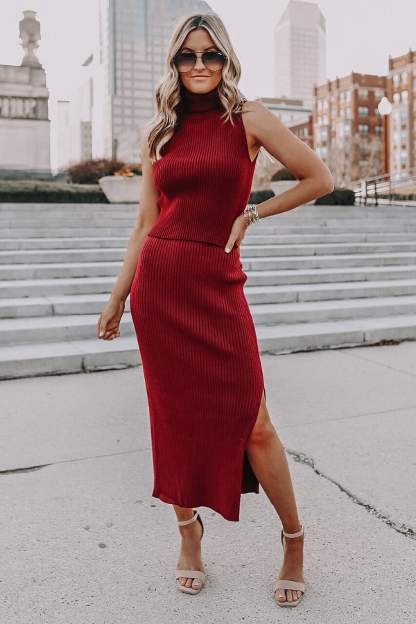 valentines day, Valentine's Day outfits, valentines outfits, valentines outfit ideas, valentines day outfits, valentines day outfits for women, valentines day outfits date, two piece outfits, two piece dress, sweater dress, sweater dress outfit, red sweater outfit