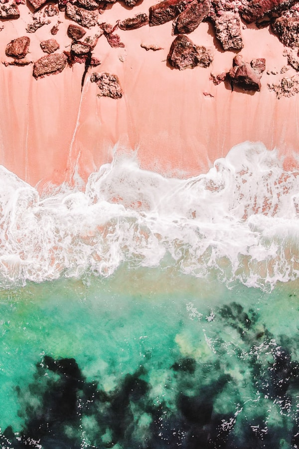pink beach wallpaper, pink sands, turquoise waters, vacation wallpaper, pink aesthetic 