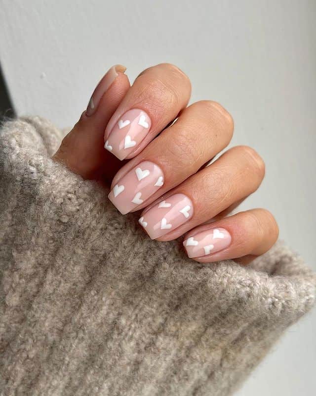 white nails, white nail ideas, white nail designs, white nails acrylic, whit nails with designs, white nail ideas acrylic, white nail polish, heart nails, heart nail designs