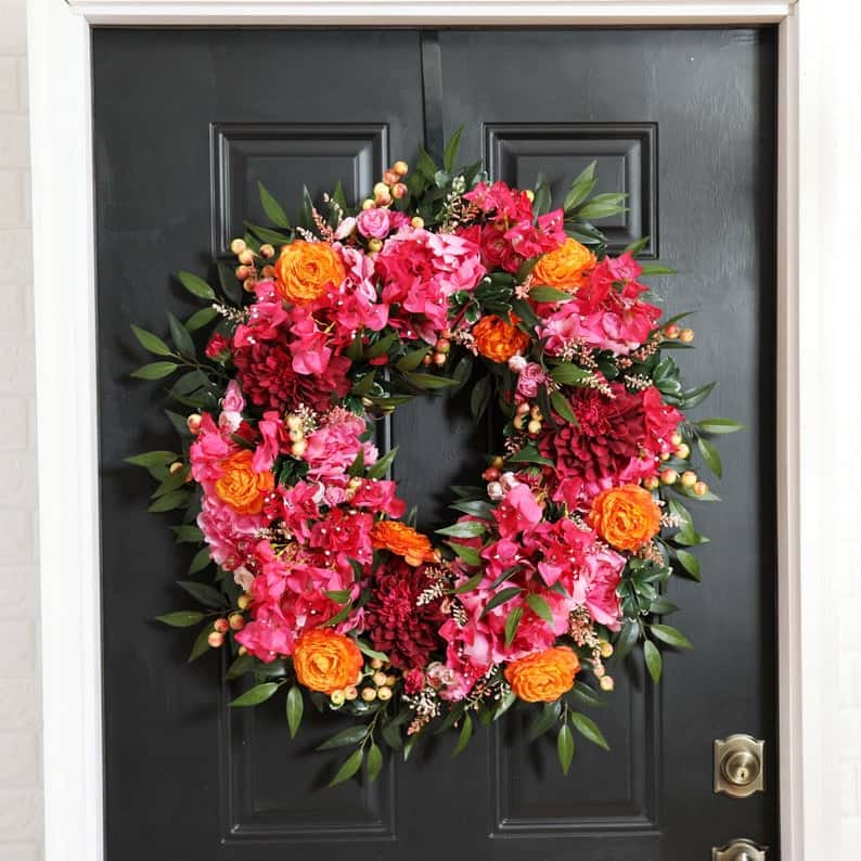 summer wreath, summer wreath ideas, summer wreath DIY, summer wreaths for front door, floral wreath, wreaths for front door, wreath ideas, pink wreath, pink floral wreath