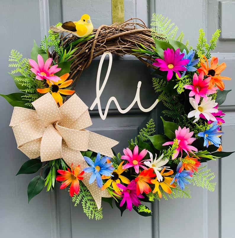 summer wreath, summer wreath ideas, summer wreath DIY, summer wreaths for front door, floral wreath, wreaths for front door, wreath ideas, colourful wreath