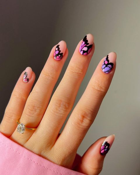 Buy Pink Butterfly Nail Art Water Decals Online in India  Etsy