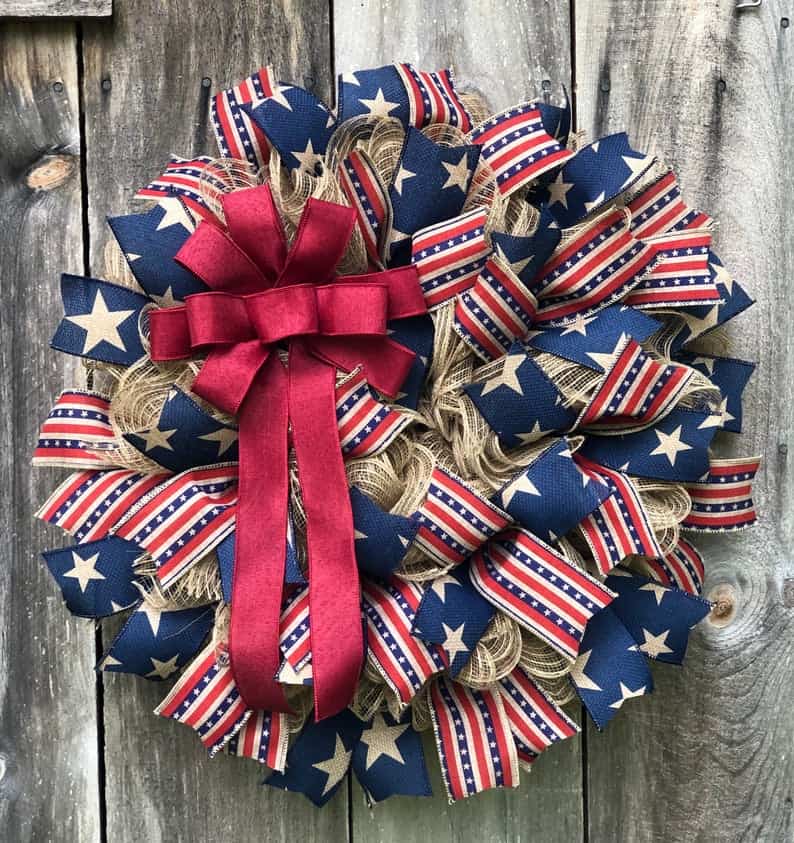 4th of July, 4th of July decorations, 4th of July wreath, 4th of July wreaths for front door, 4th of July wreath DIY, patriotic wreath, patriotic wreath ideas, patriotic wreaths for front door