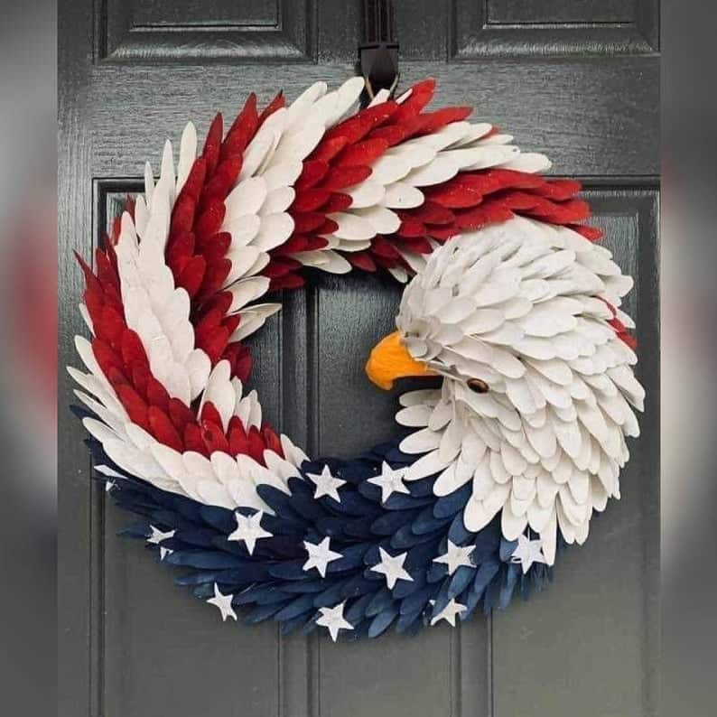 4th of July, 4th of July decorations, 4th of July wreath, 4th of July wreaths for front door, 4th of July wreath DIY, patriotic wreath, patriotic wreath ideas, patriotic wreaths for front door