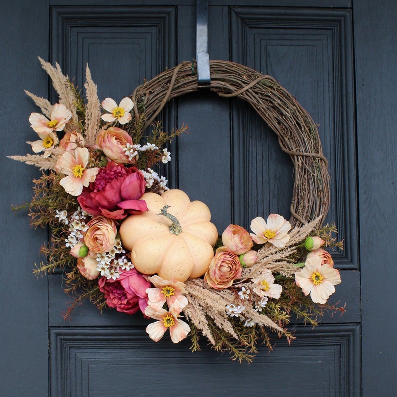 fall wreath, fall wreaths, fall wreaths for front door, fall wreath ideas DIY, fall wreath ideas, autumn wreaths, autumn wreath diy, autumn wreath or front door, pumpkin wreath