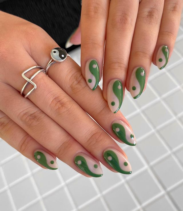 Y2K nails, y2k nails acrylic, y2k nails acrylic long, y2k acrylic short, y2k nails simple, y2k nail designs, y2k nail art, y2k nail ideas, y2k nails simple, yin yang nails, green nails, green nails ideas, green nails designs, almond nails
