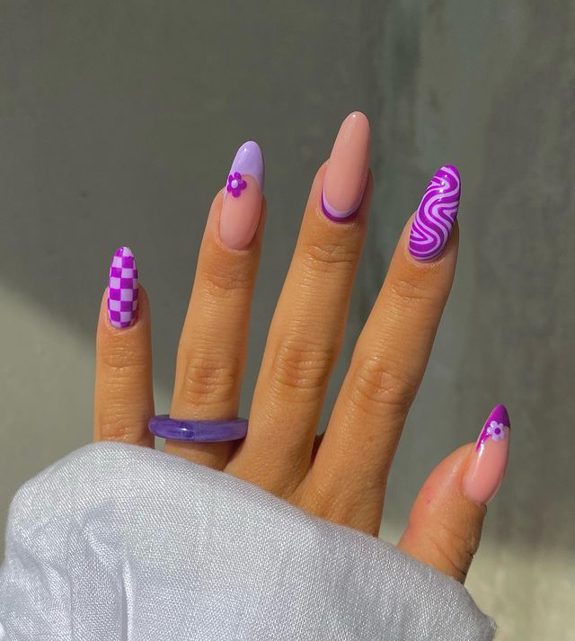 Y2K nails, y2k nails acrylic, y2k nails acrylic long, y2k acrylic short, y2k nails simple, y2k nail designs, y2k nail art, y2k nail ideas, y2k nails simple, purple nails, purple nails ideas, abstract nails, Y2k nails purple