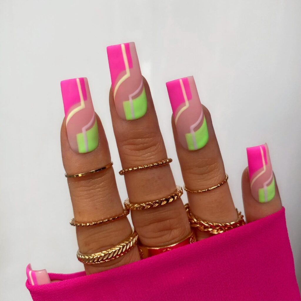 pink and green nail designs, pink and green nails, pink and green nail design, pink and green nails acrylic, pink and green nail art, pink and green design color combos, pink and green nails aesthetic, pink and green nail ideas, geometric nails