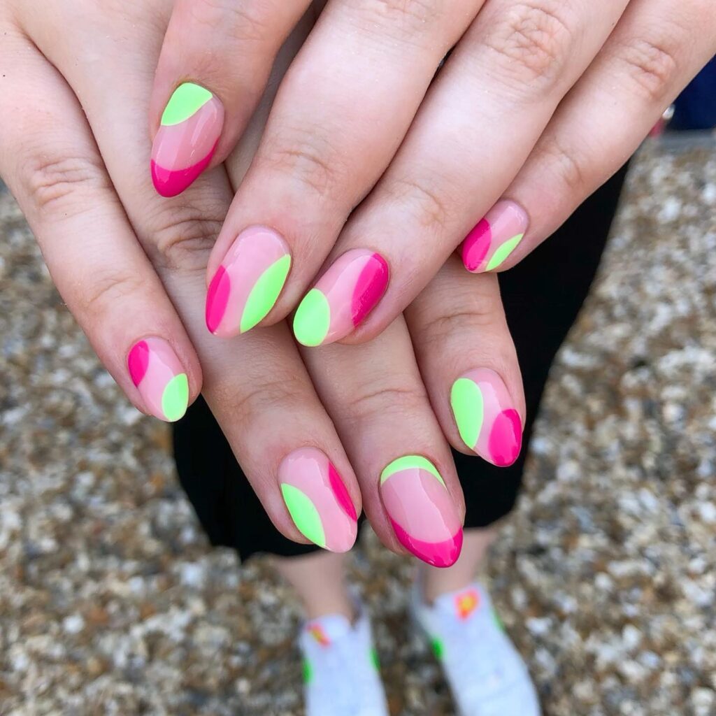 pink and green nail designs, pink and green nails, pink and green nail design, pink and green nails acrylic, pink and green nail art, pink and green design color combos, pink and green nails aesthetic, pink and green nail ideas, neon nails