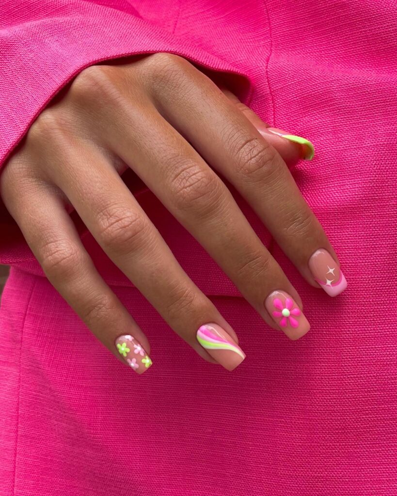 pink and green nail designs, pink and green nails, pink and green nail design, pink and green nails acrylic, pink and green nail art, pink and green design color combos, pink and green nails aesthetic, pink and green nail ideas, Y2k nails 