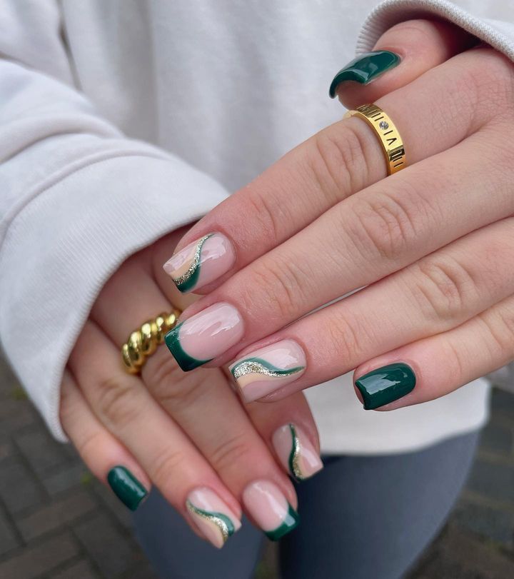 dark green nail designs, dark green nails, dark green nails ideas, dark green nails short, dark green nails aesthetic, dark green nail art, emerald green nails, emerald green nail ideas, green nail designs, swirl nails