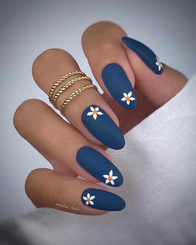 navy nails, navy blue nails, navy nails design, navy nails acrylic, navy nail ideas, navy nail art, navy nail polis, navy nails inspiration, navy blue nails acrylic, matte nails, floral nails