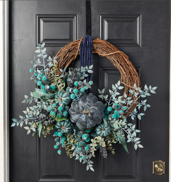 fall wreath, fall wreaths, fall wreaths for front door, fall wreath ideas DIY, fall wreath ideas, autumn wreaths, autumn wreath diy, autumn wreath or front door, fall pumpkin wreath, blue pumpkin wreath