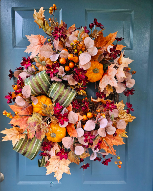 fall wreath, fall wreaths, fall wreaths for front door, fall wreath ideas DIY, fall wreath ideas, autumn wreaths, autumn wreath diy, autumn wreath or front door, fall pumpkin wreath, orange pumpkin wreath