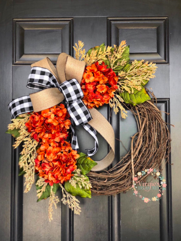 Fall wreaths, fall wreaths for front door, fall wreaths for front door autumn, fall wreaths 2023, fall wreath ideas, fall wreaths autumn, grapevine wreath, orange floral wreath, farmhouse wreath fall