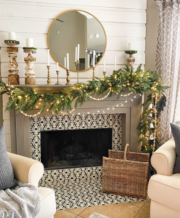 40+ Beautiful Christmas Mantel Decor Ideas! - Prada & Pearls