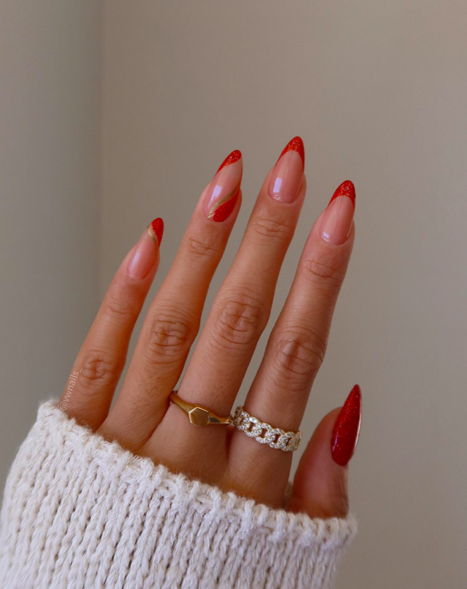 red nails, red nails acrylic, red nails ideas, red nails design, red nails short, red nails aesthetic, red nails trendy, red nail designs, red nail set, red nail designs, red nail art, sparkle nails, red and gold nails