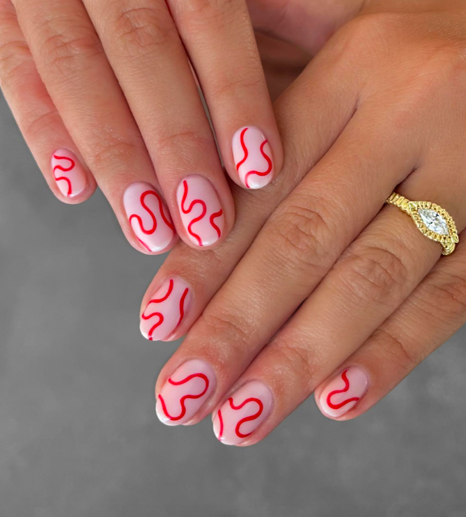 red nails, red nails acrylic, red nails ideas, red nails design, red nails short, red nails aesthetic, red nails trendy, red nail designs, red nail set, red nail designs, red nail art, swirl nails