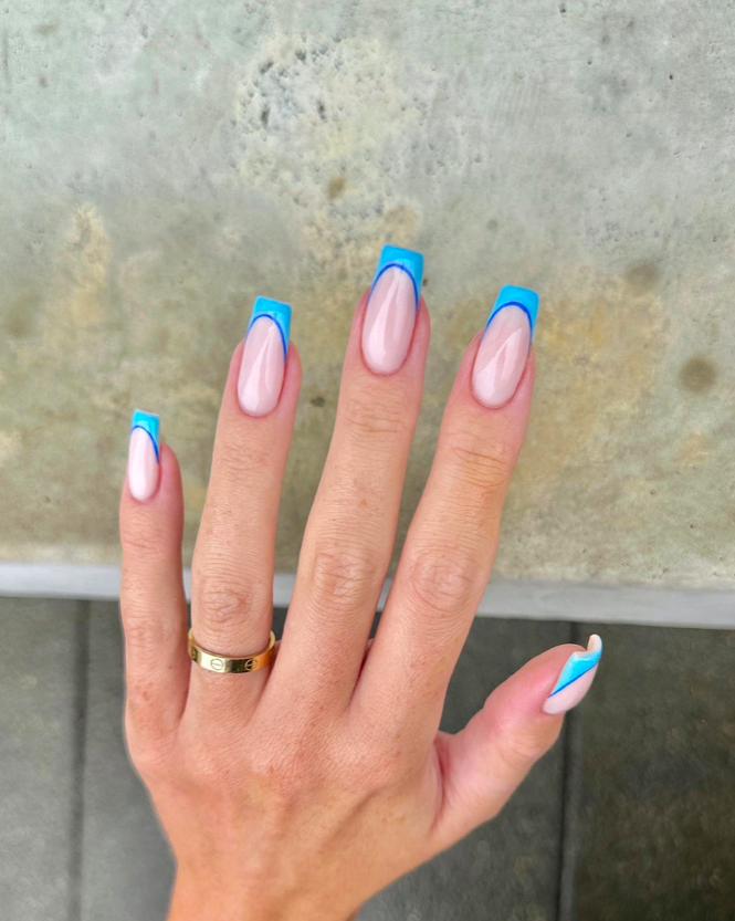 Blue nails, blue nails ideas, blue nails acrylic, blue nails with design, blue nails short, blue nails design, blue nails aesthetic, blue nail designs, blue nail art, French tip nails