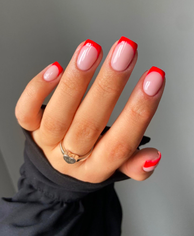 red nails, red nails acrylic, red nails ideas, red nails design, red nails short, red nails aesthetic, red nails trendy, red nail designs, red nail set, red nail designs, red nail art, French tip nails, French tip nails red