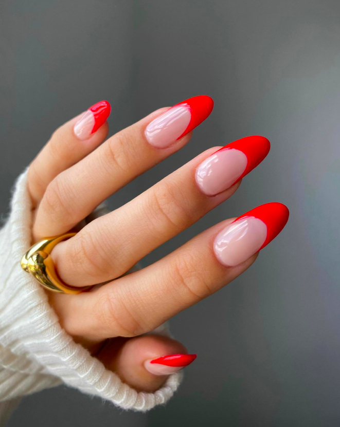 red nails, red nails acrylic, red nails ideas, red nails design, red nails short, red nails aesthetic, red nails trendy, red nail designs, red nail set, red nail designs, red nail art, French tip nails, French nails