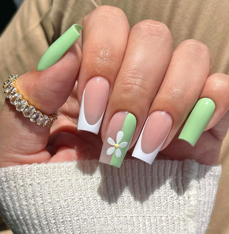 spring nails, cute spring nails, cute spring nails short, cute spring nails simple, cute spring nails acrylic, cute spring nails acrylic square, cute spring nails 2024, cute spring nail art, cute spring nail ideas, cute spring nail designs, green floral nails