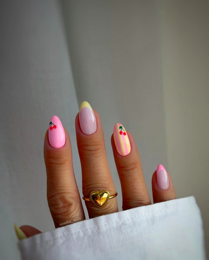 summer nails, summer nails 2026, summer nail ideas, summer nail designs, summer nails simple, summer nails colorful, bright nails, cherry nails, fruit nails
