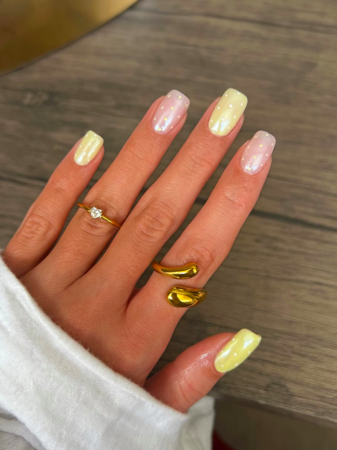 summer nails, summer nails 2026, summer nail ideas, summer nail designs, summer nails simple, summer nails colorful, polka dot nails, yellow glazed nails