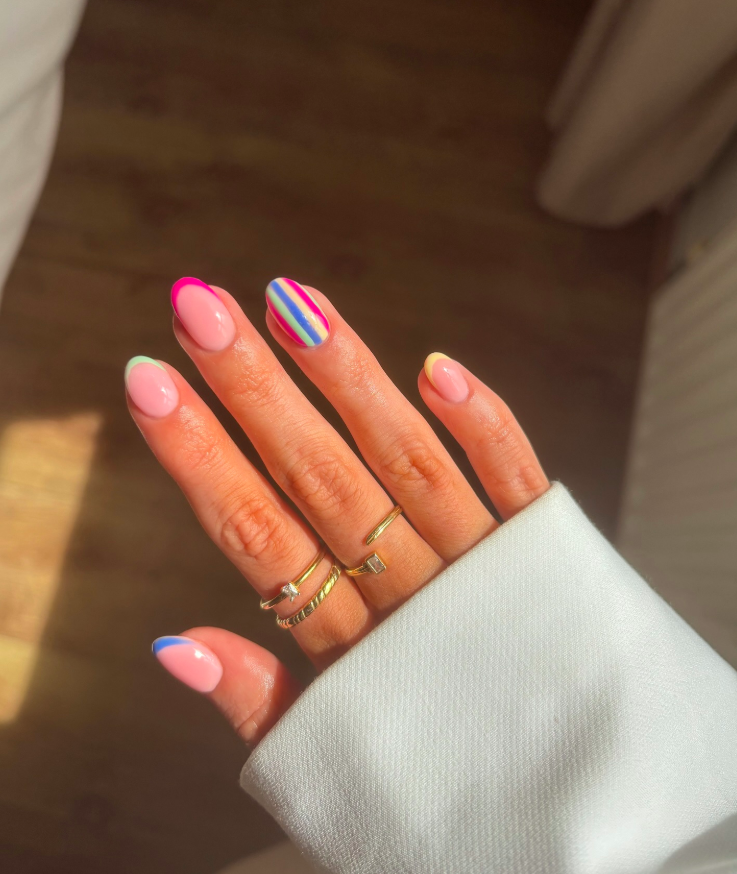 summer nails, summer nails 2026, summer nail ideas, summer nail designs, summer nails simple, summer nails colorful, bright nails, striped nails