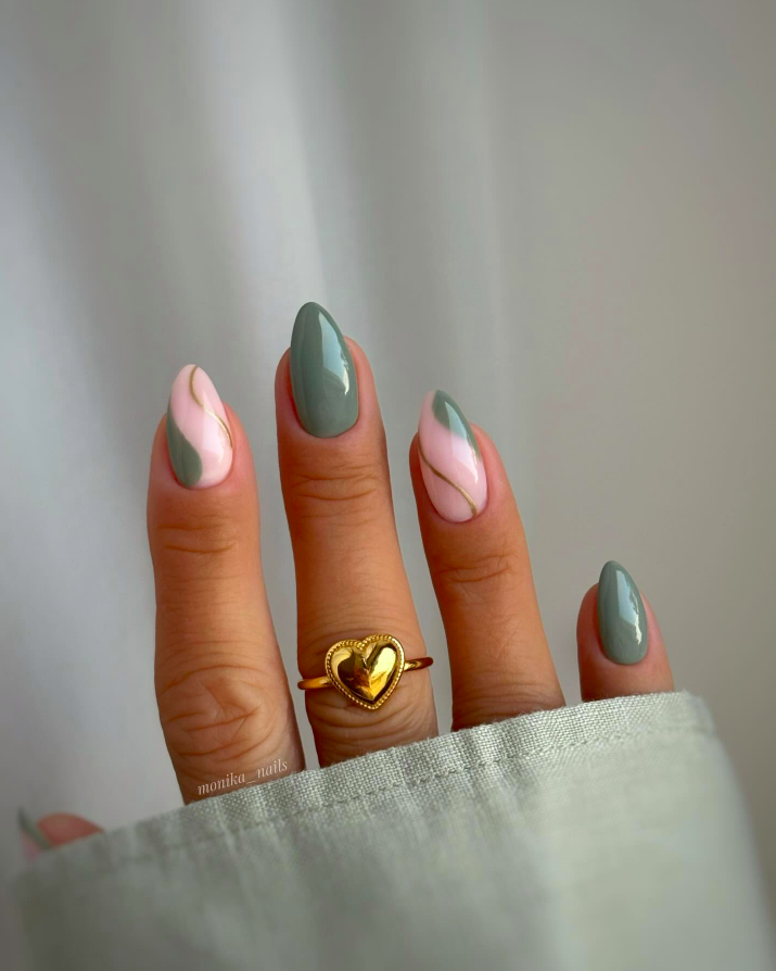 fall nails, fall nails 2026, easy fall nails 2026, simple fall nails, fall nail designs, fall nails acrylic, fall nail ideas, 2026 nail ideas, sage nails, green nails fall, swirl nails