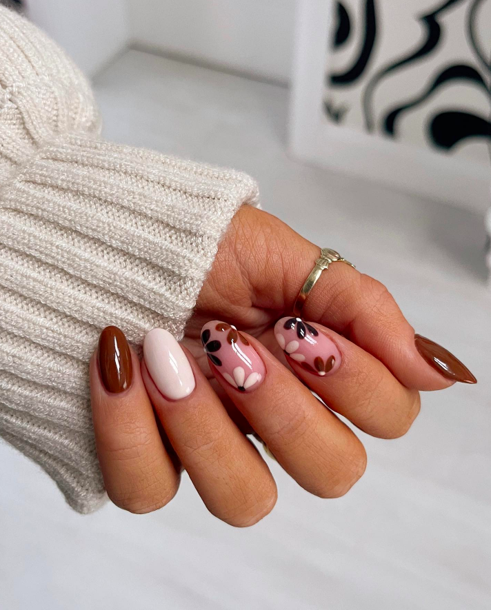 fall nails, fall nails 2026, easy fall nails 2026, simple fall nails, fall nail designs, fall nails acrylic, fall nail ideas, 2026 nail ideas, brown nails, fall floral nails, almond nails