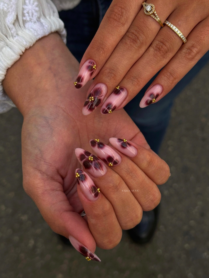 fall nails, fall nails 2026, easy fall nails 2026, simple fall nails, fall nail designs, fall nails acrylic, fall nail ideas, 2026 nail ideas, brown nails, brown floral nails, fall floral nails